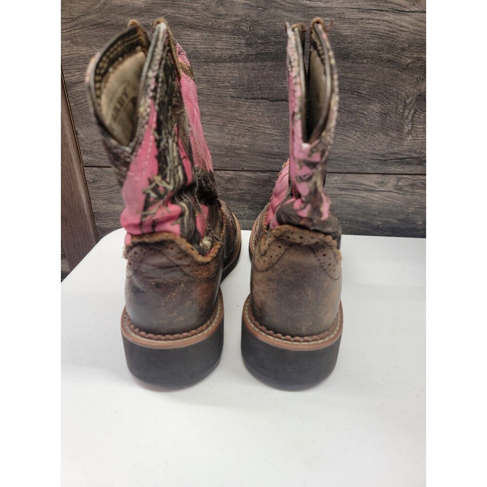 Ariat Fatbaby 10015055 Cowgirl Brown Leather Pink Camo Boots Women’s Size 7 B - Picture 4 of 7
